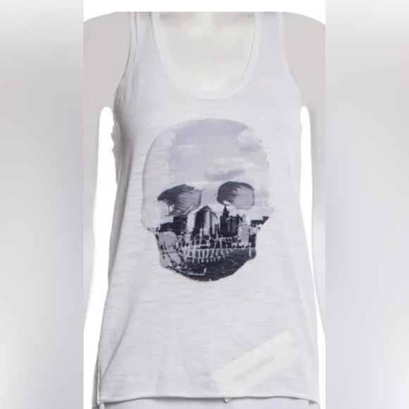 Skull cashmere White Tank Top with Skull Print - Picture 3 of 8